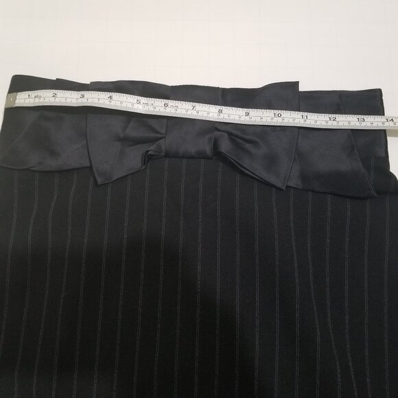 Bebe Brand Pencil Skirt, Bow Waist, Pinstripes Black, Size 6, Like new - Picture 7 of 10